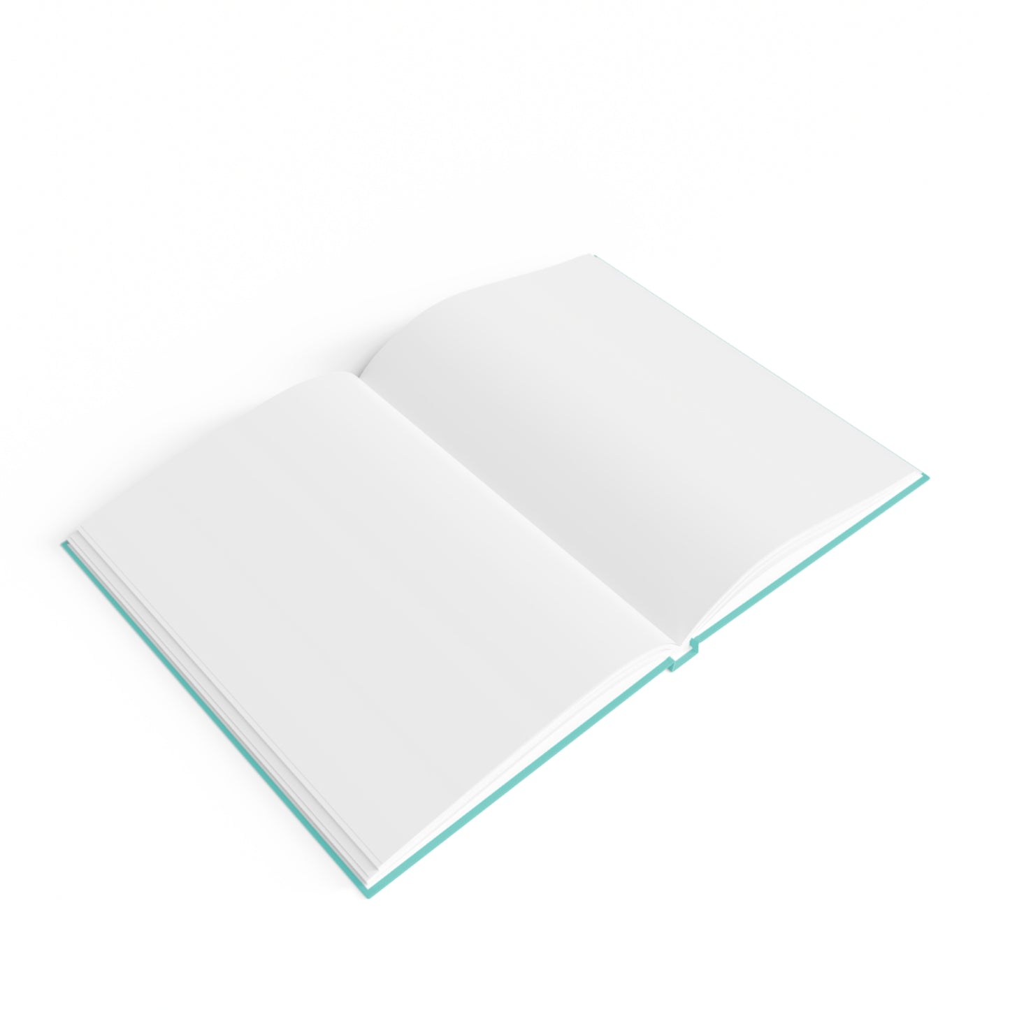 Open notebook with white pages on a white background