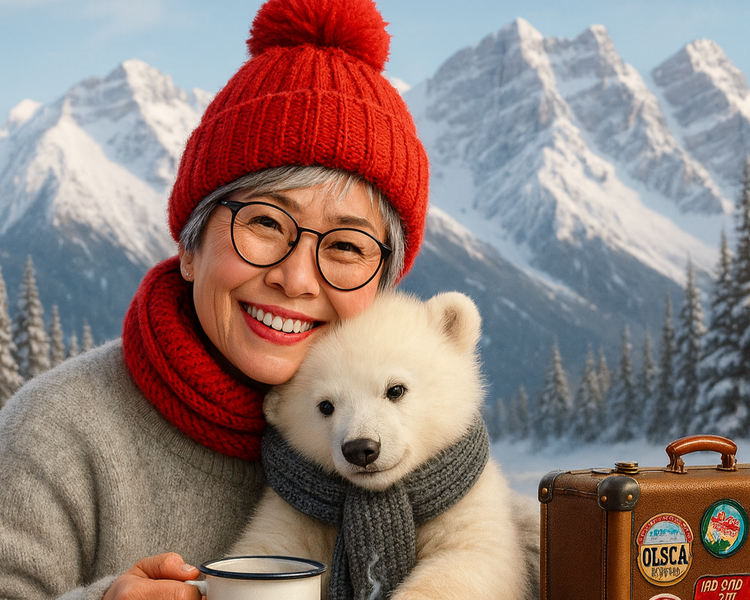 Tilly playing with bunny in the snow