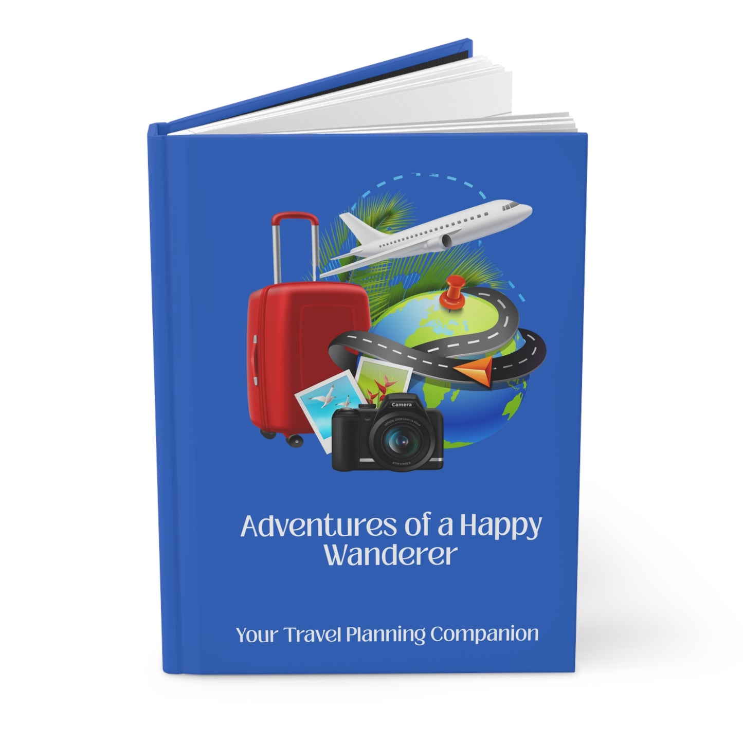 Happy Wanderer / Blue Travel Notebook, Hardcover, Perforated Pages