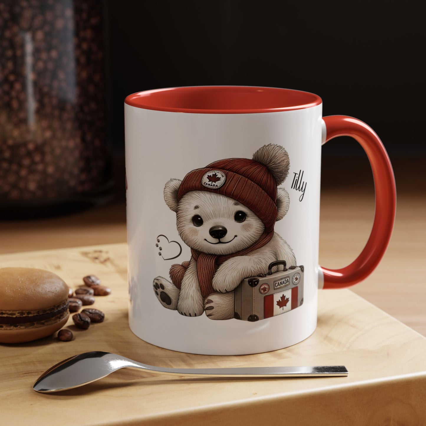Enjoying a cup of chocolate and macron