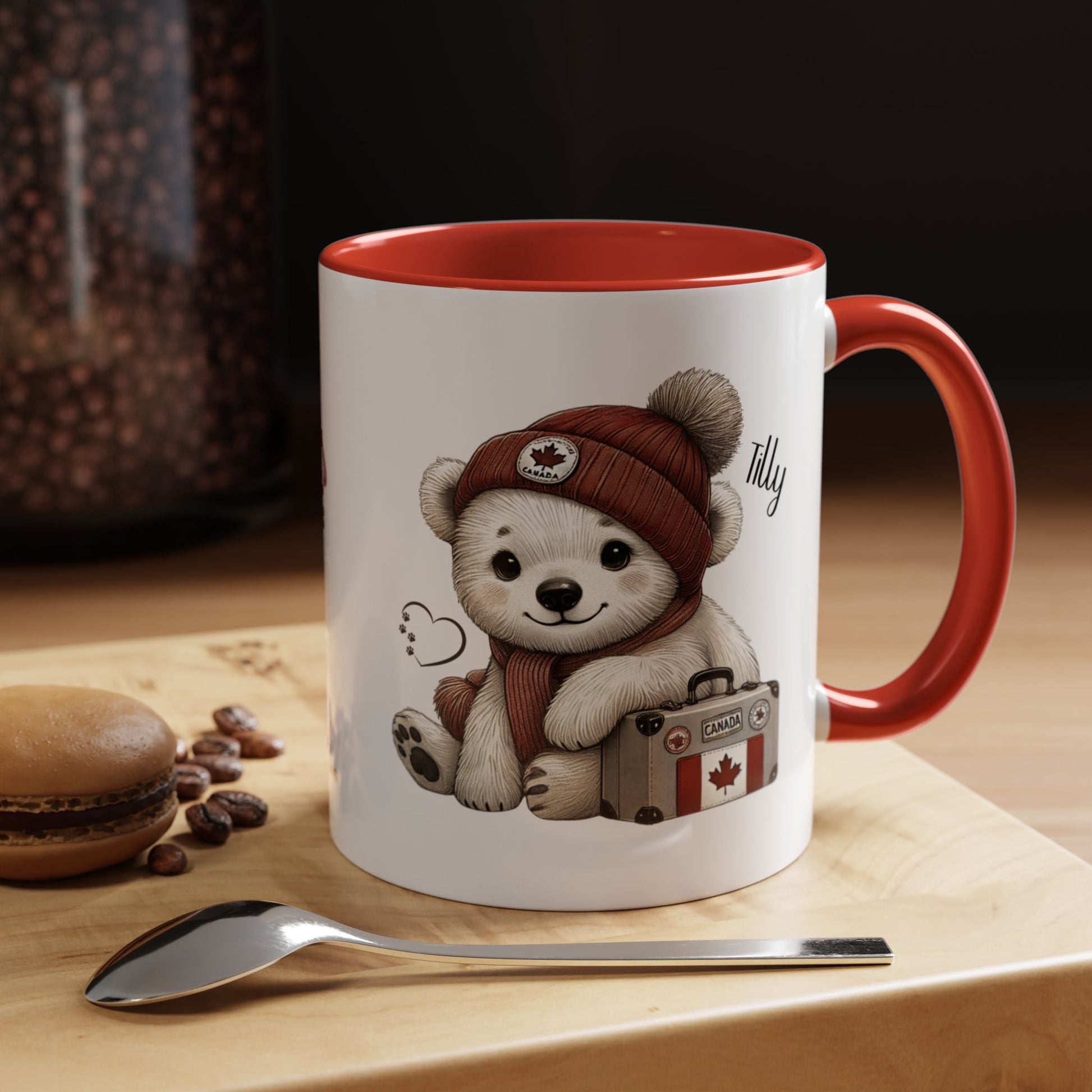 Enjoying a cup of chocolate and macron