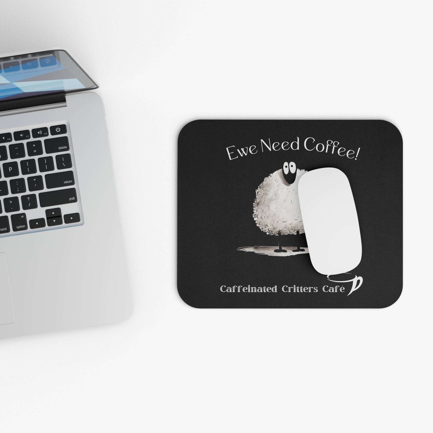Sassy Sheep Mouse Pad top view