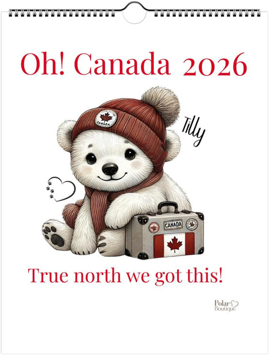 2026 Canada Wall Calendar | Canadian Holidays / Jan to Dec / 8.5x11”