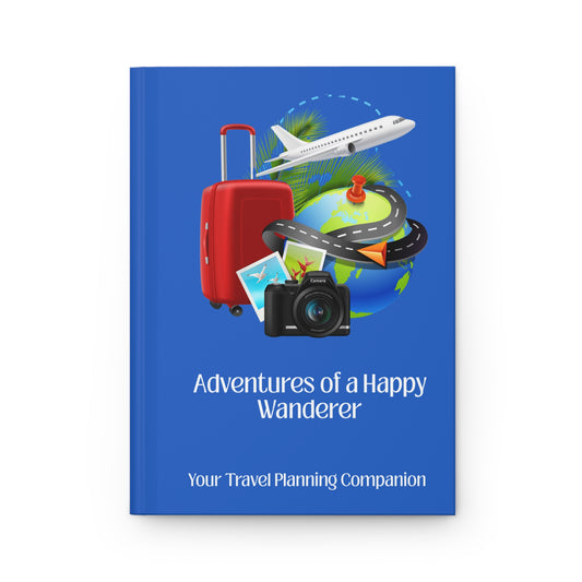 Happy Wanderer / Blue Travel Notebook, Hardcover, Perforated Pages