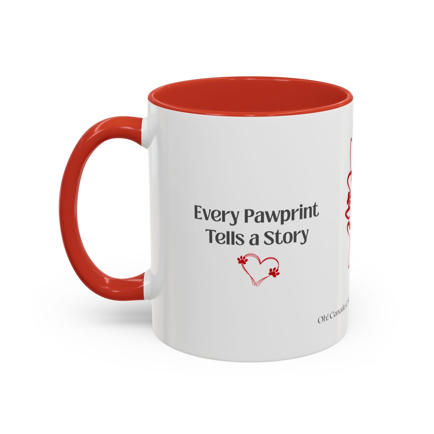 Red Tilly Mug, Every pawprint tells a story, back side