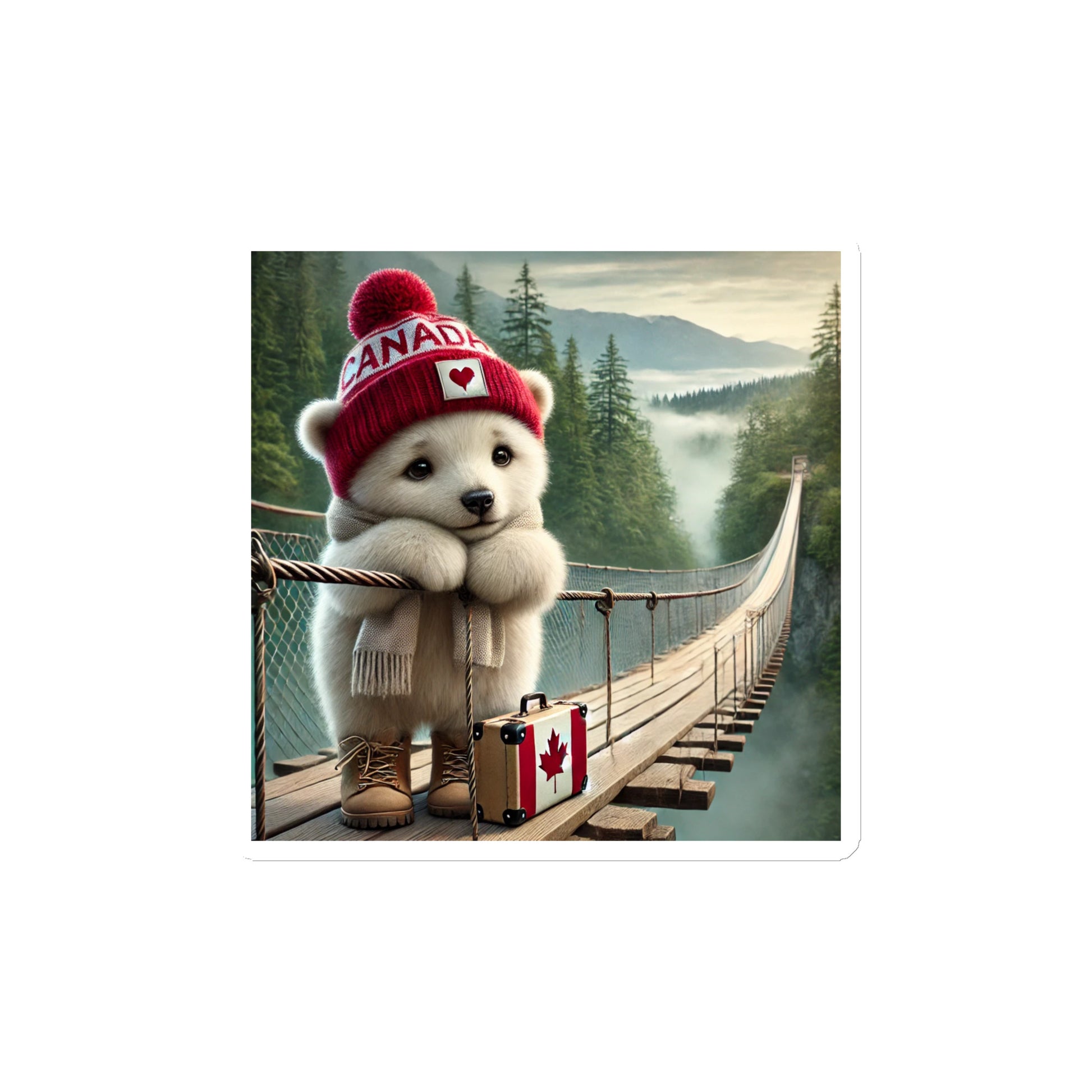Tilly curious but scared to cross Capilano Bridge British Columbia