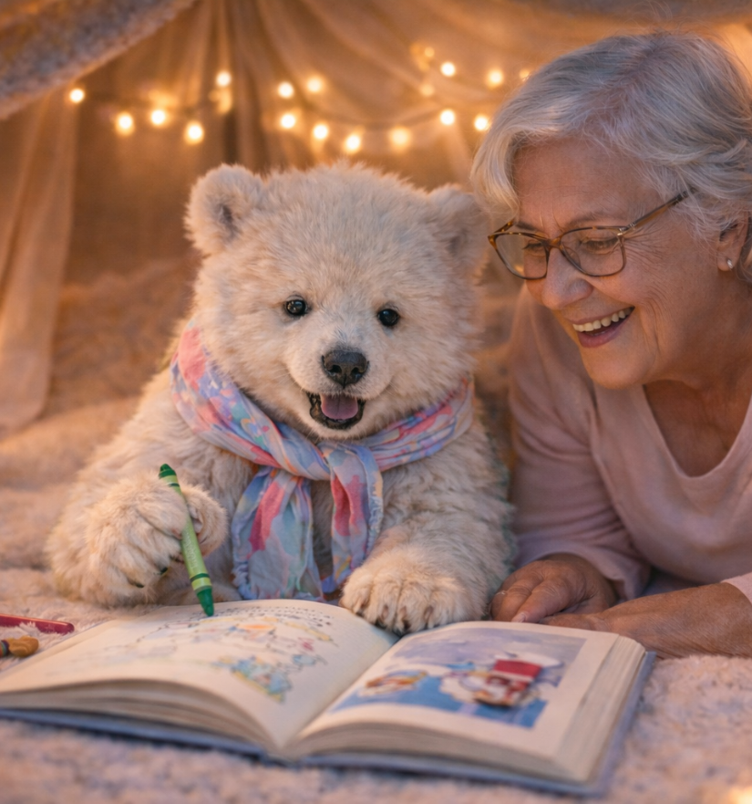 Tilly enjoying reading with Grandma