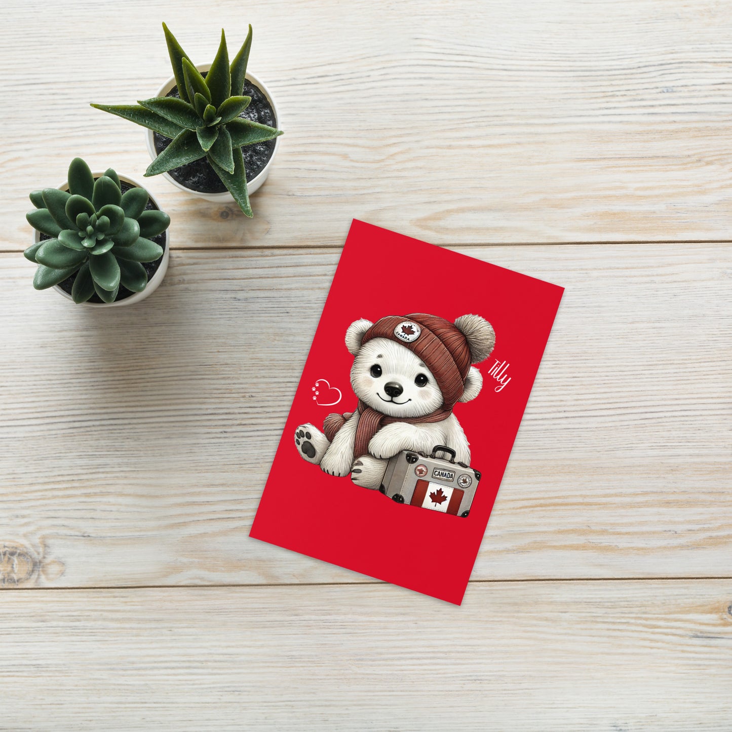front of Tilly greeting card with foliage