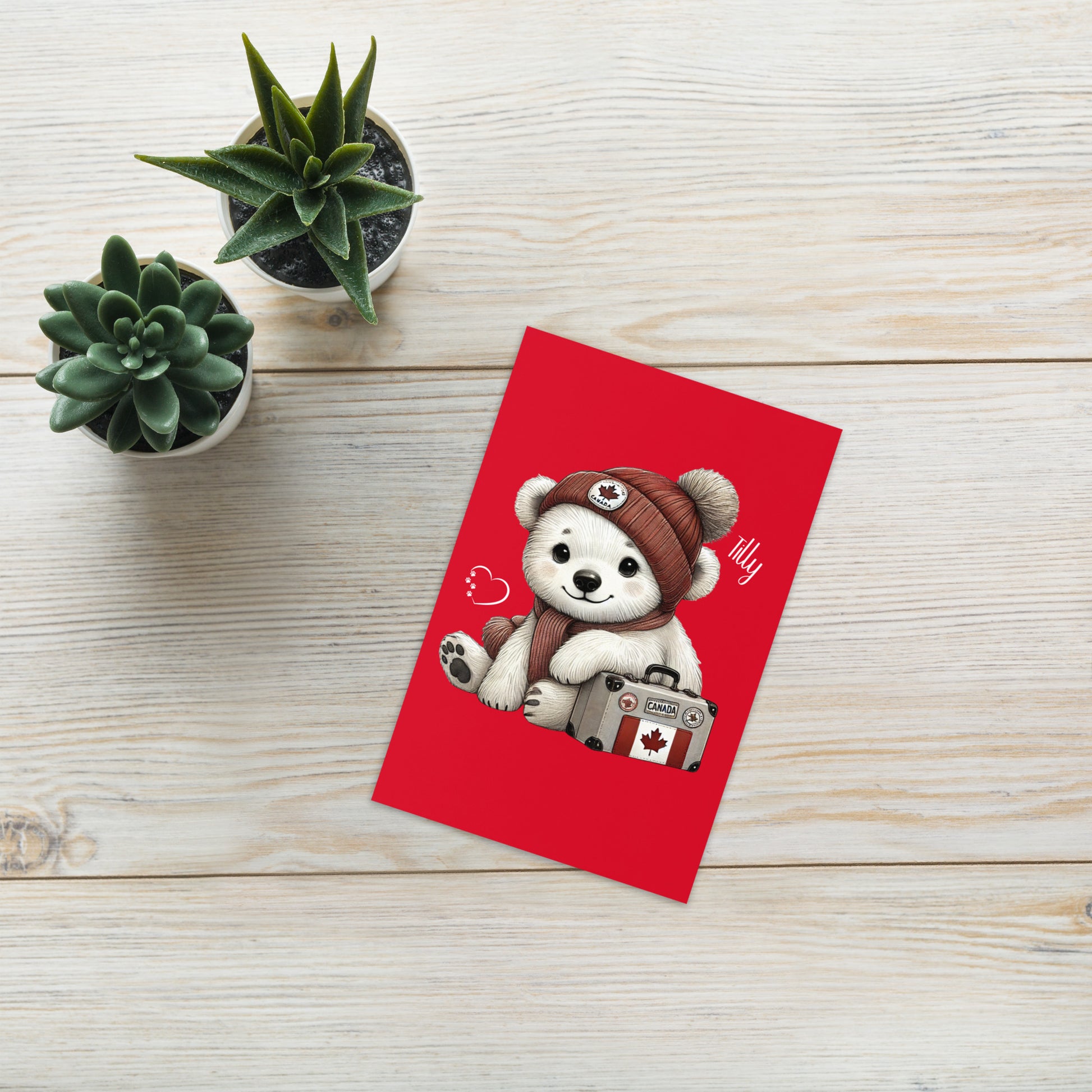 front of Tilly greeting card with foliage