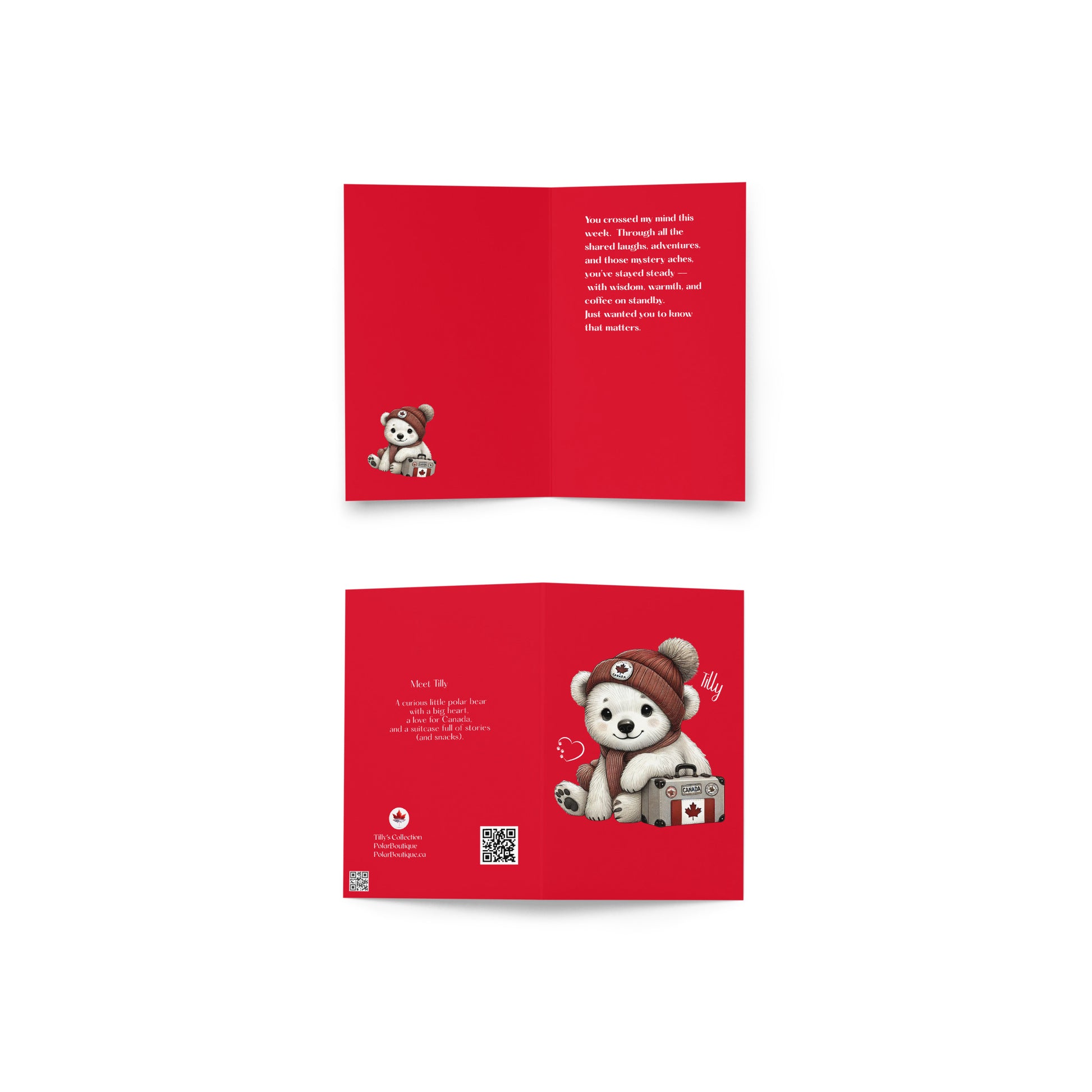 front and back, Tilly greeting card