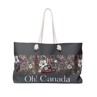 Large Oh! Canada Weekender, Dk Grey, Travel Tote, Rope Handles