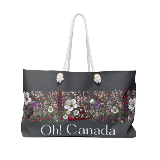 Large Oh! Canada Weekender, Dk Grey, Travel Tote, Rope Handles