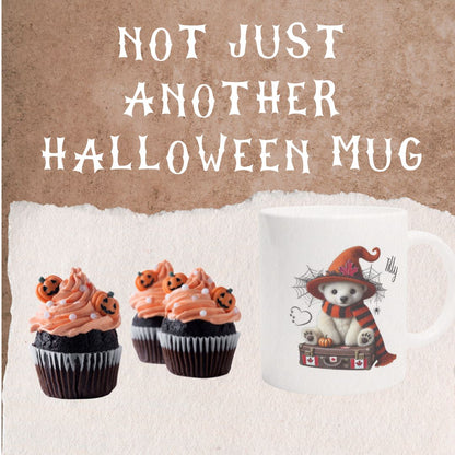 Halloween Mug, Tilly Polar Bear, Too Cute to Spook, 11oz, Eco-Friendly