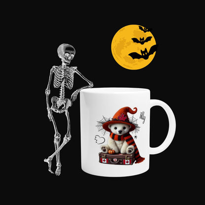 Halloween Mug, Tilly Polar Bear, Too Cute to Spook, 11oz, Eco-Friendly