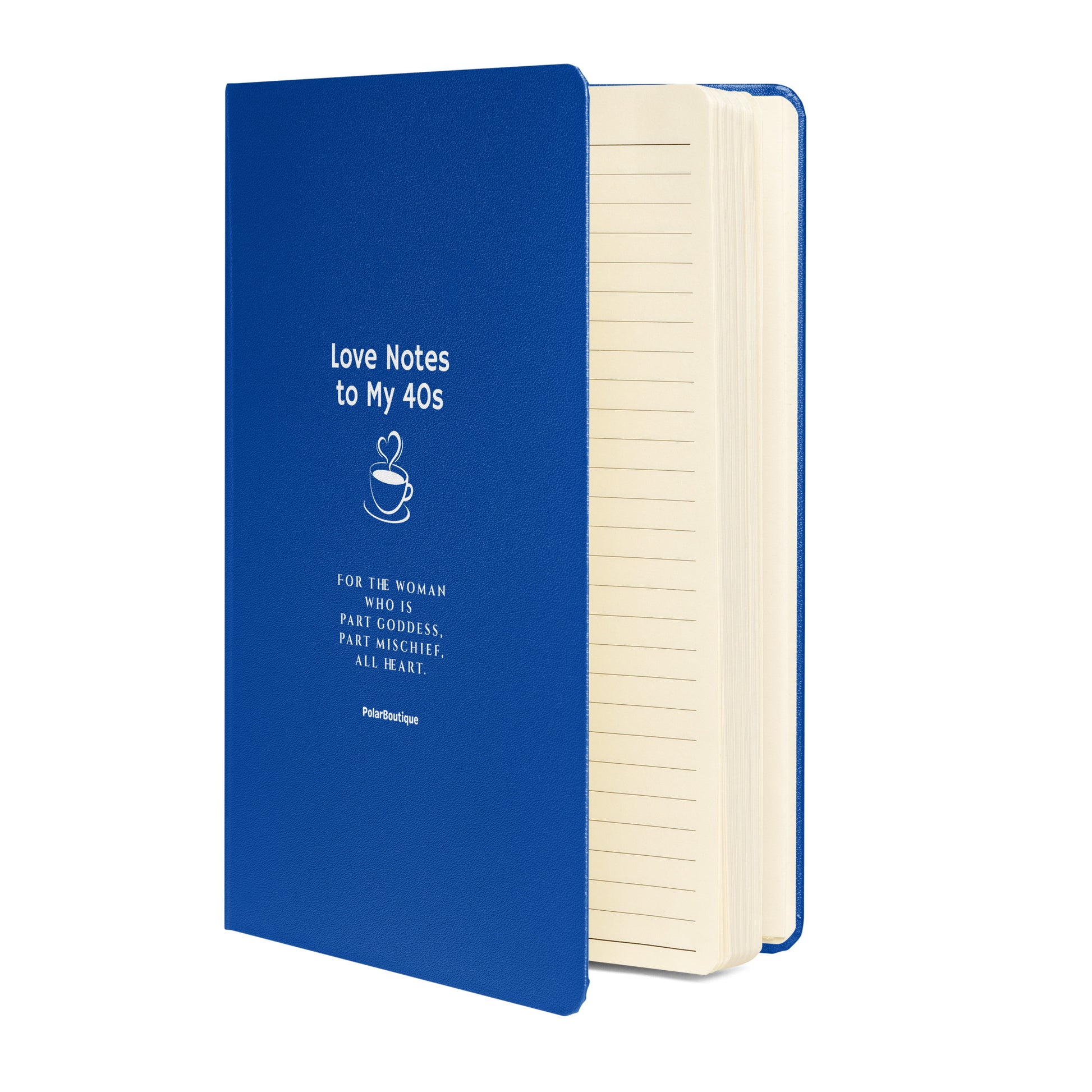 Love Notes to My 40s Journal in blue, inside view