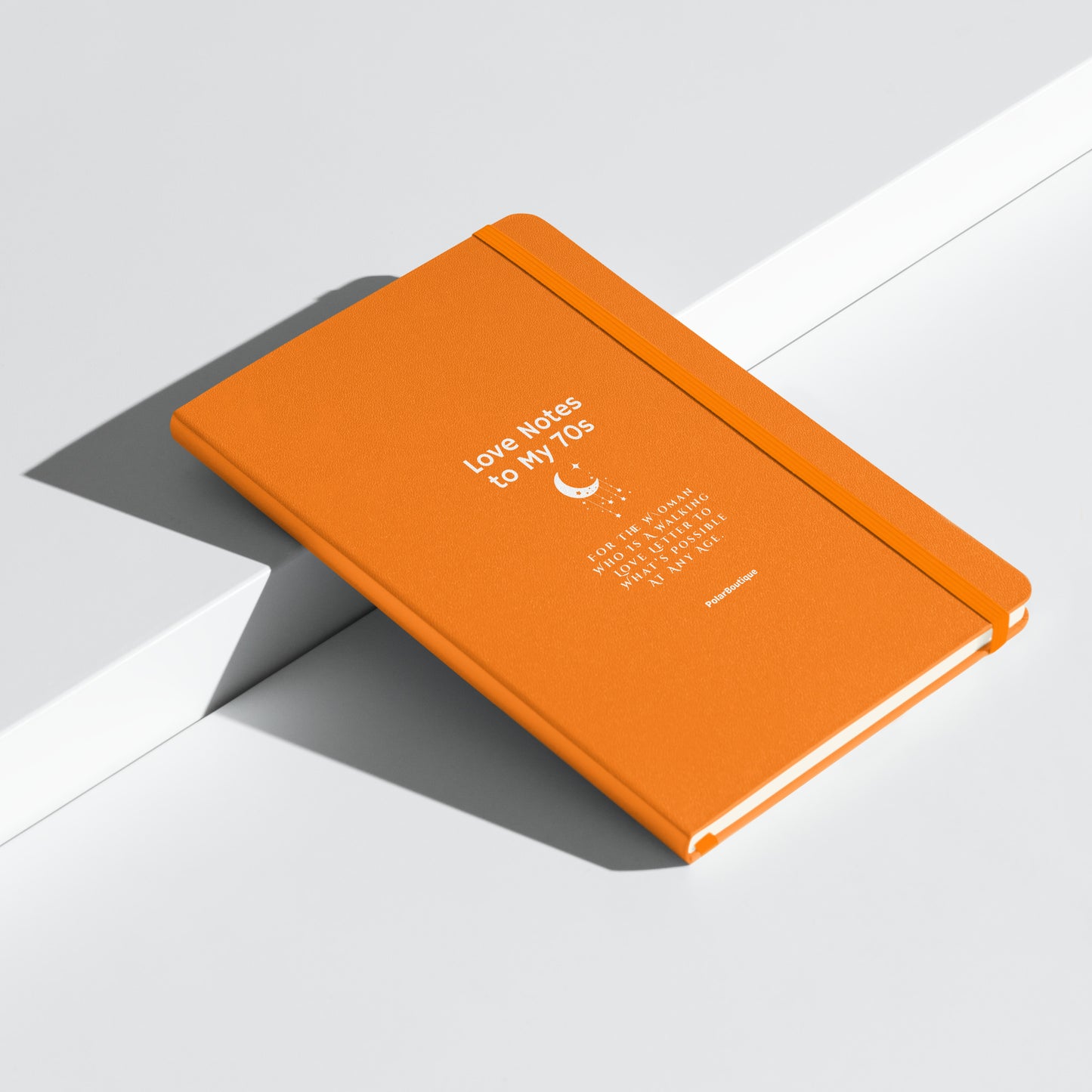 Love Notes to My 70s Journal in orange angled view