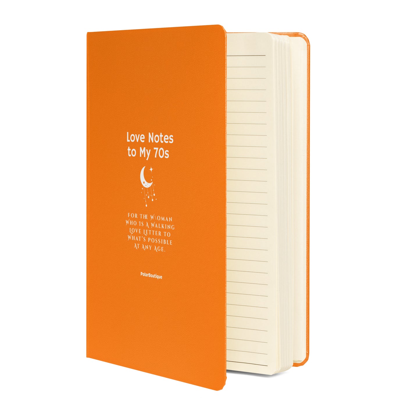 Love Notes to My 70s Journal in orange open view