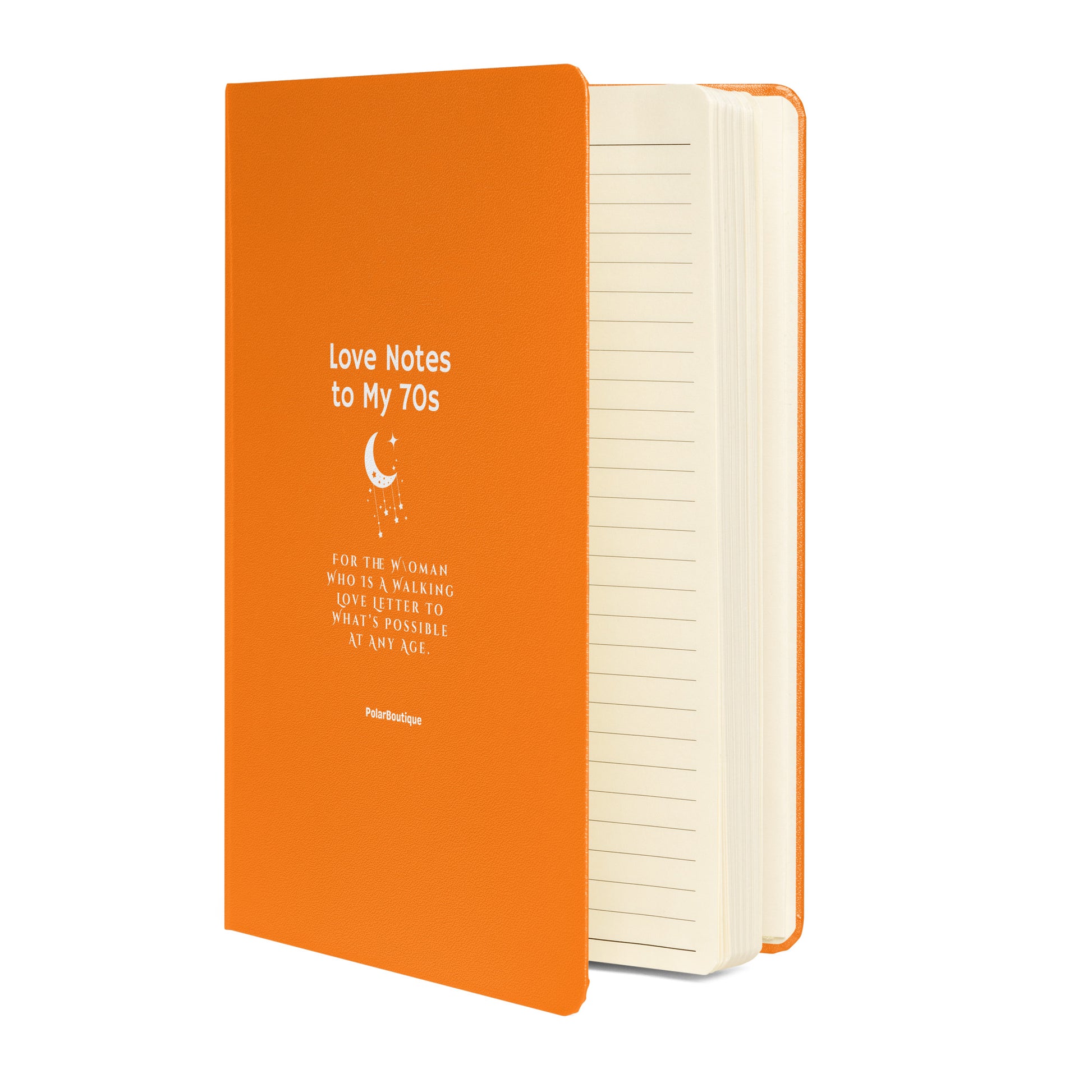 Love Notes to My 70s Journal in orange open view