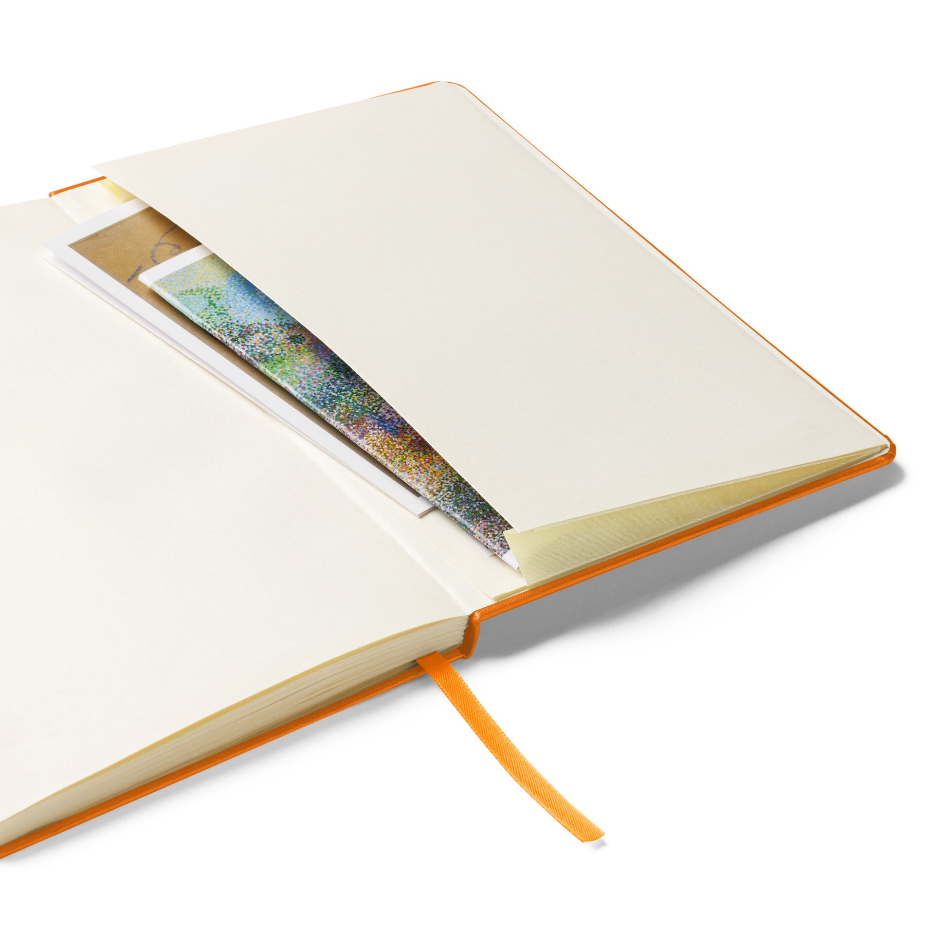 Love Notes to My 70s Journal in Orange, back pocket, orange silk bookmark