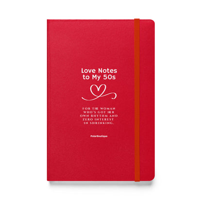 Red notebook with text - Love Notes to My 50s