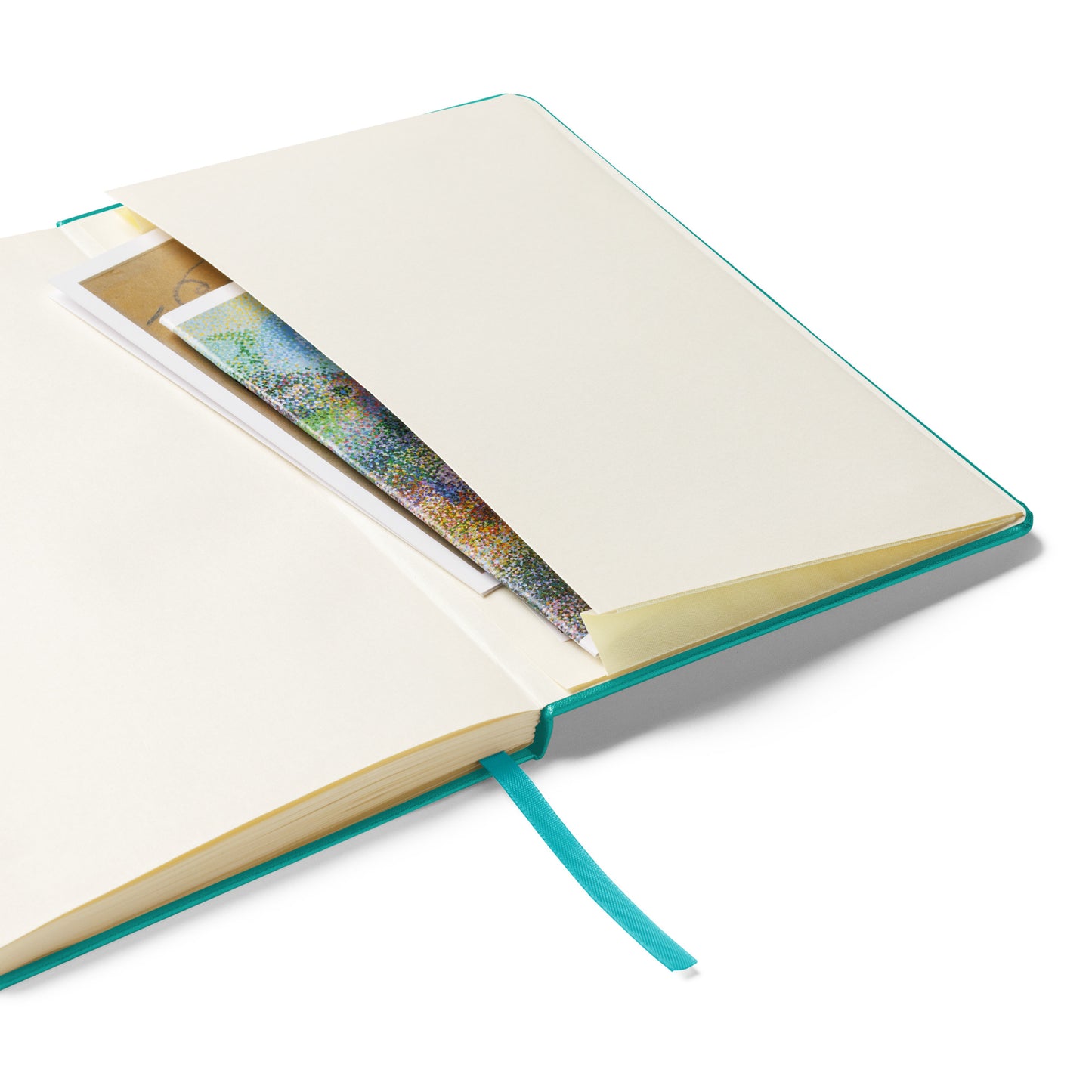 Back pocket of journal, accordion style to store your travel treasures