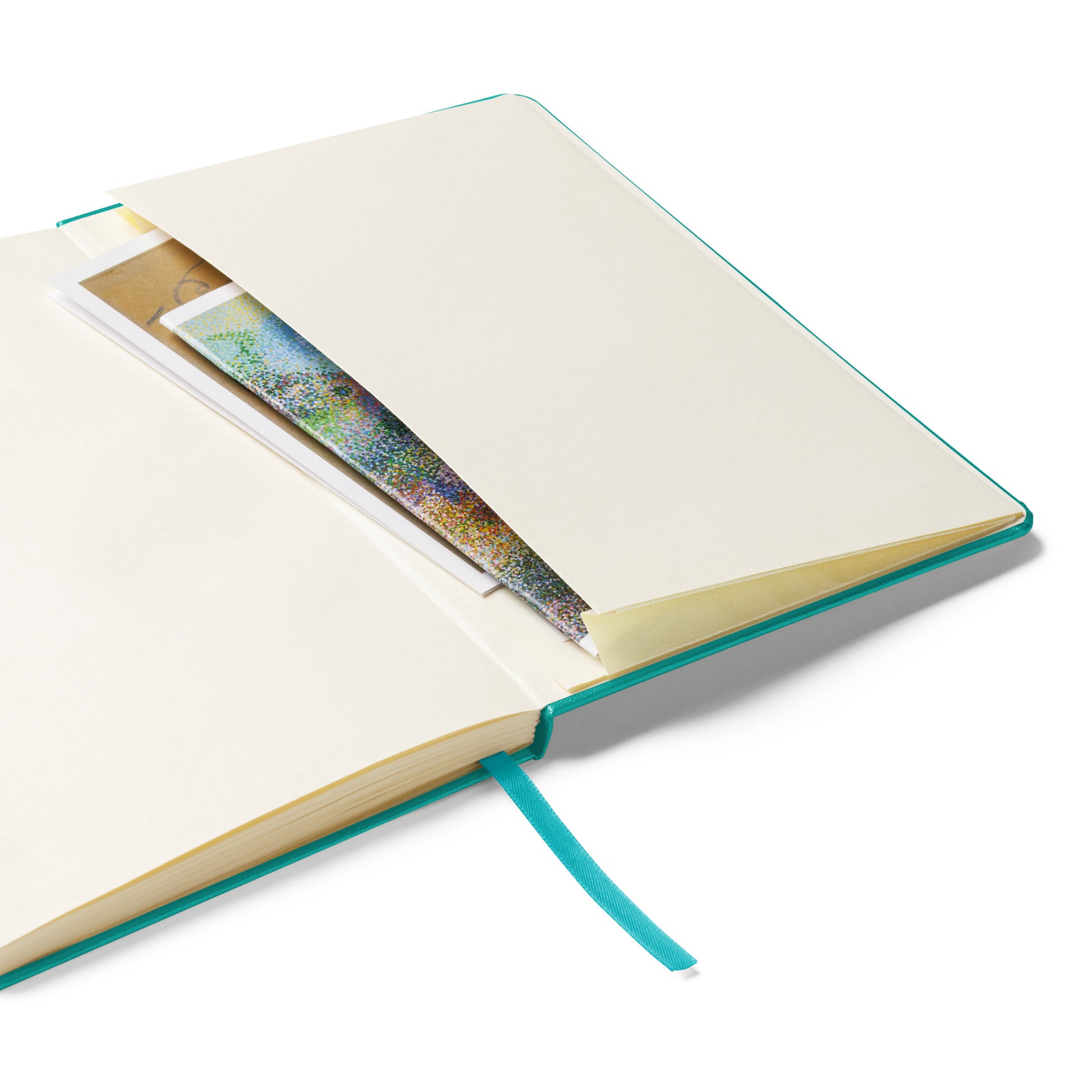 Back pocket of journal, accordion style to store your travel treasures
