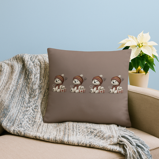 18"x18" Line Drawn Throw Pillow, Baby Polar Bear, Canadiana Home Décor