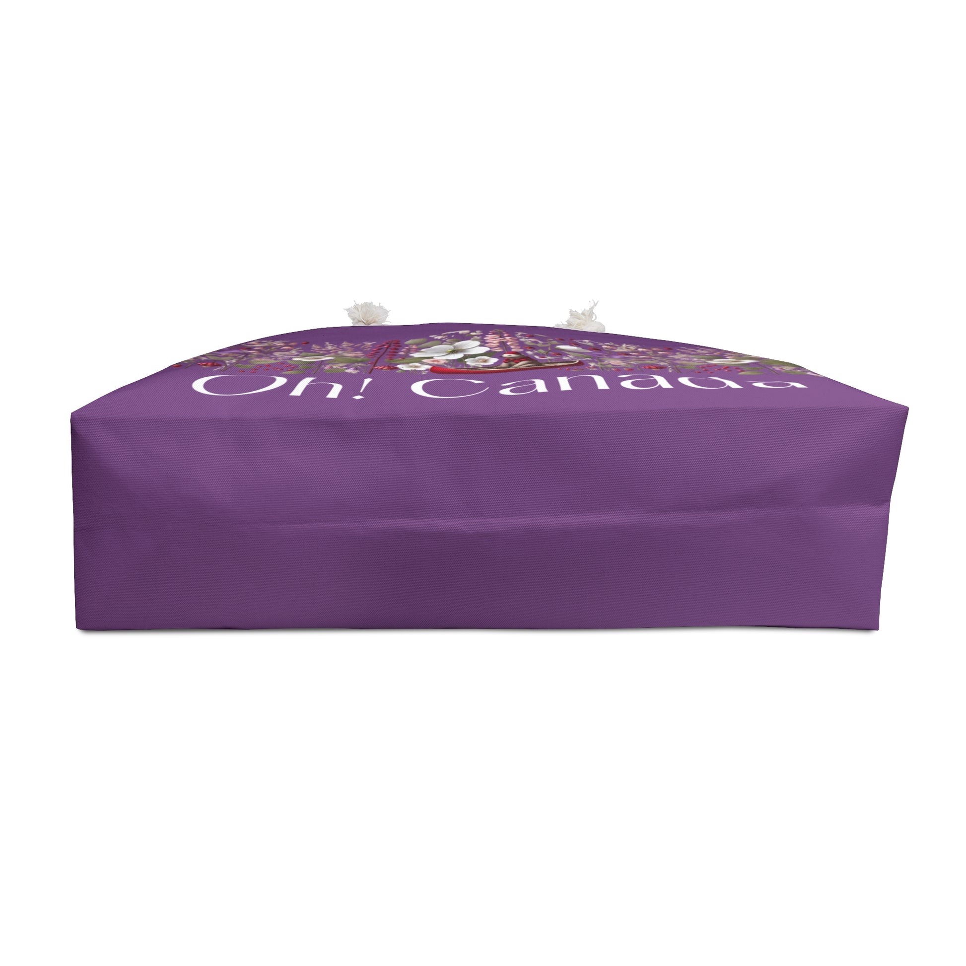 Purple box with 'Oh! Canada' text on a white background with flat bottom